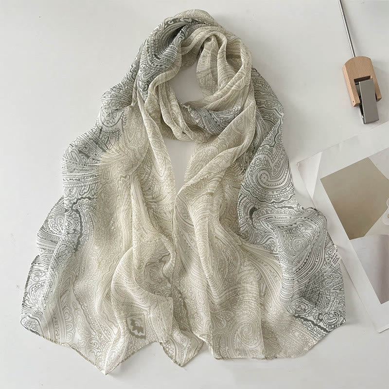 Women's Soft Summer Chiffon Flower Pattern Beach Sunscreen Scarf - #46 Cornsilk - image 48