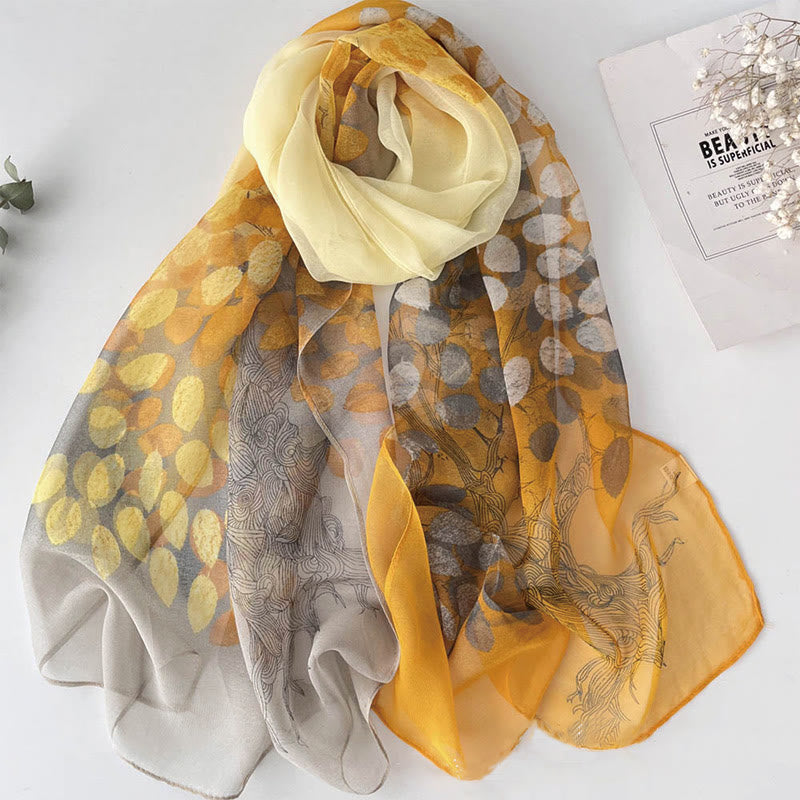 Women's Soft Summer Chiffon Flower Pattern Beach Sunscreen Scarf - #13 Gold - image 15