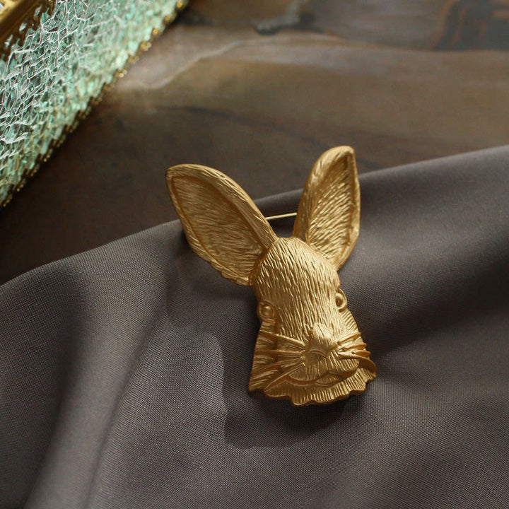 Vintage Rabbit Head Brooch Metal Shirt Accessories