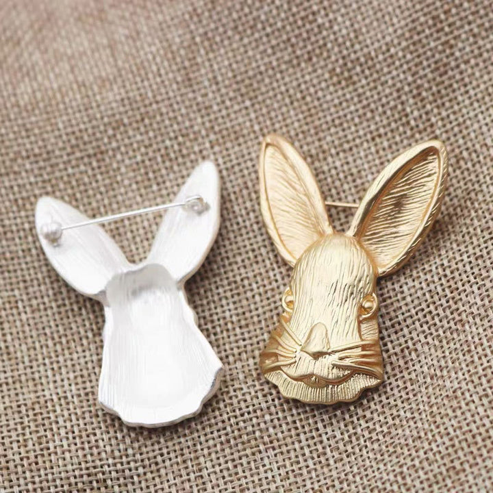 Vintage Rabbit Head Brooch Metal Shirt Accessories