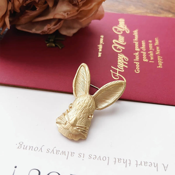 Vintage Rabbit Head Brooch Metal Shirt Accessories
