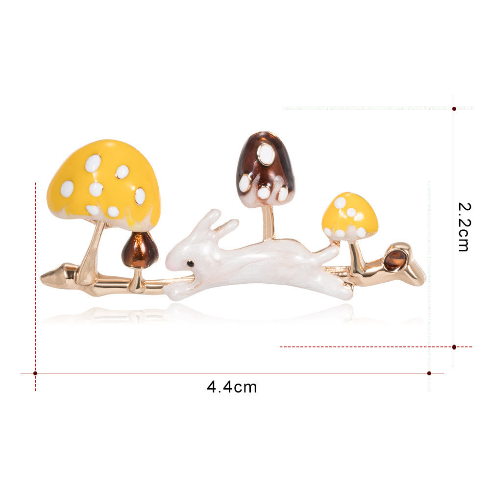 Running Rabbit And Mushroom Brooch Cute Shirt Accessories