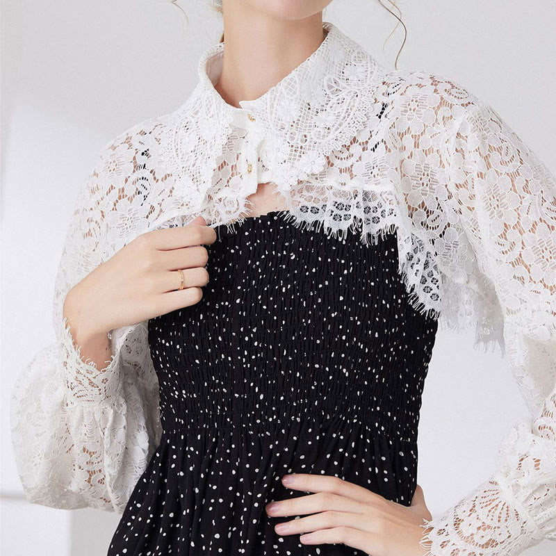 Floral Lace Capelet For Sunscreen Detachable Half Shirt Blouse