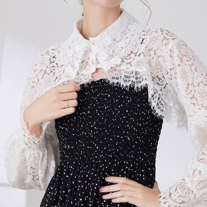 Floral Lace Capelet For Sunscreen Detachable Half Shirt Blouse