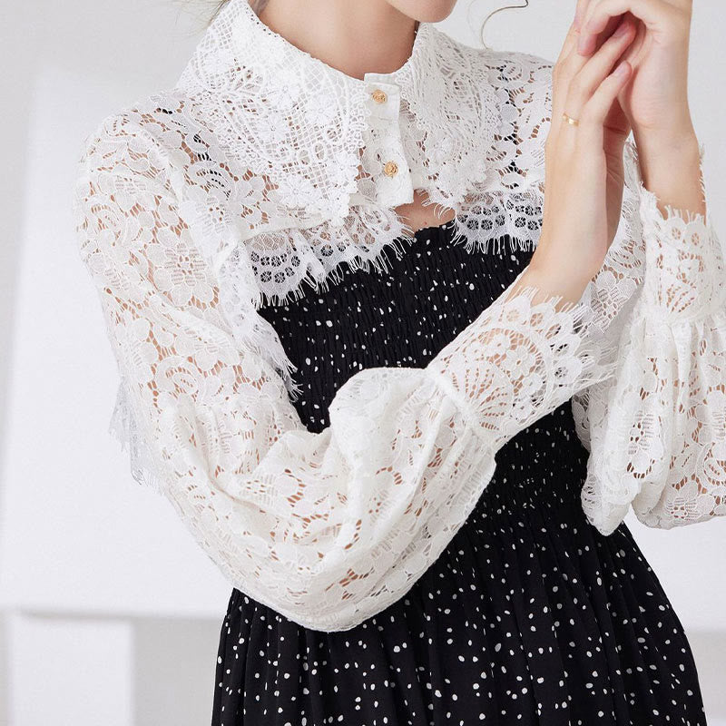 Floral Lace Capelet For Sunscreen Detachable Half Shirt Blouse