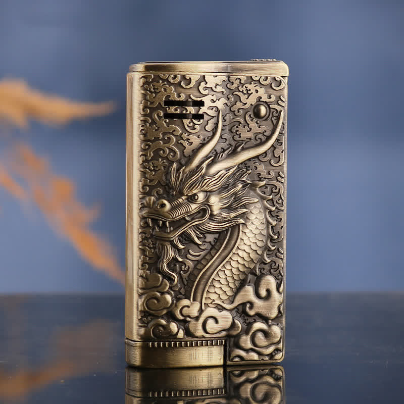 Retro Style Dragon Relief Refillable Kerosene Lighter