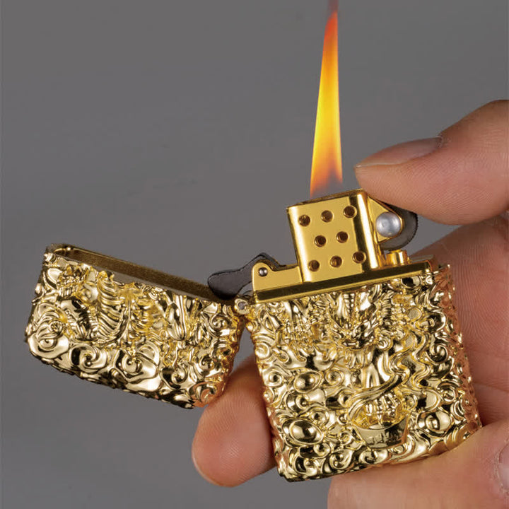 Mythical Wild Animal Carving Refillable Kerosene Lighter