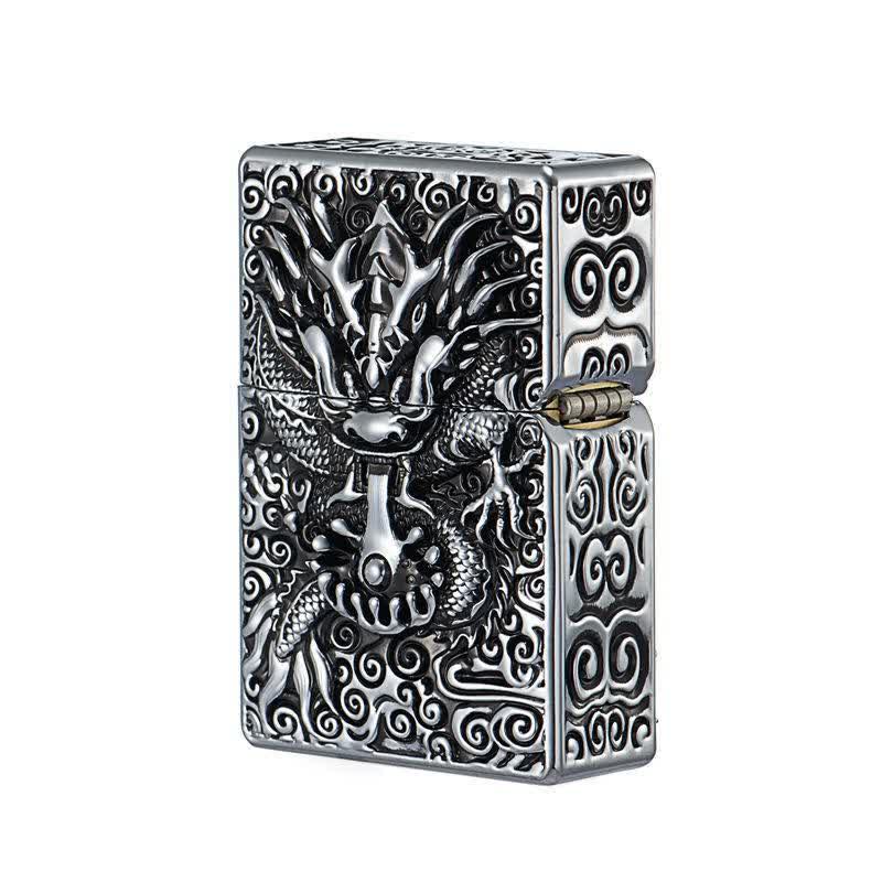 Classical Carving Dragon Refillable Kerosene Lighter