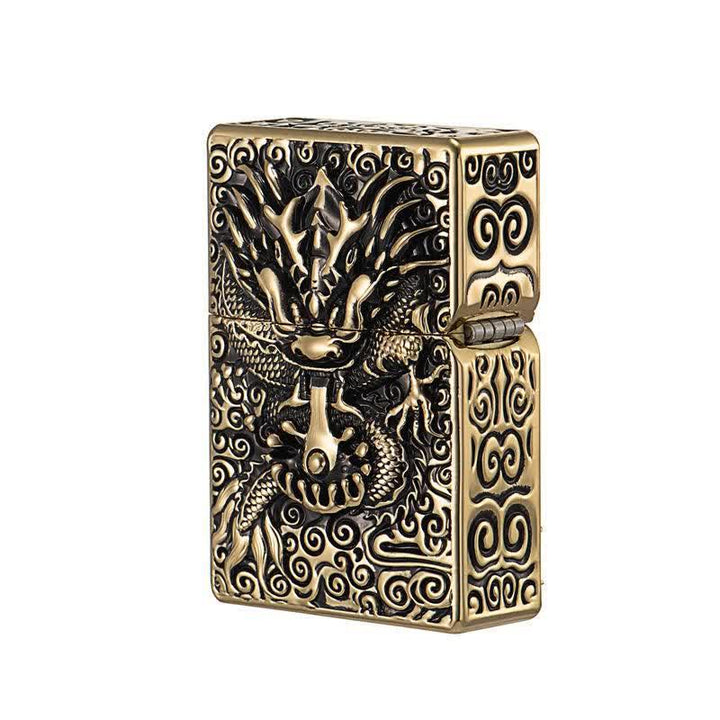 Classical Carving Dragon Refillable Kerosene Lighter