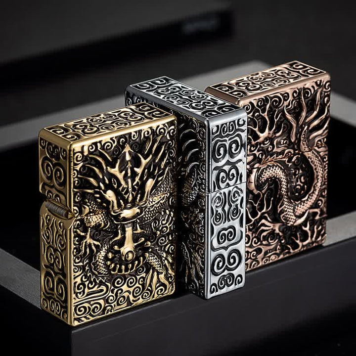 Classical Carving Dragon Refillable Kerosene Lighter