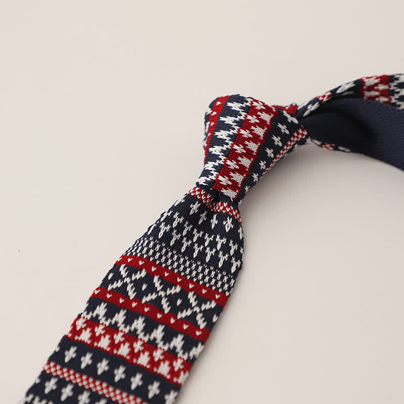 Men's Snowflake Polka Dots Pattern Knitted Necktie