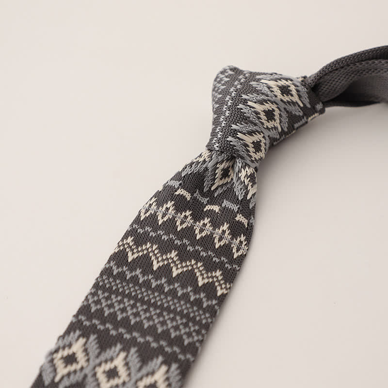 Men's Snowflake Polka Dots Pattern Knitted Necktie