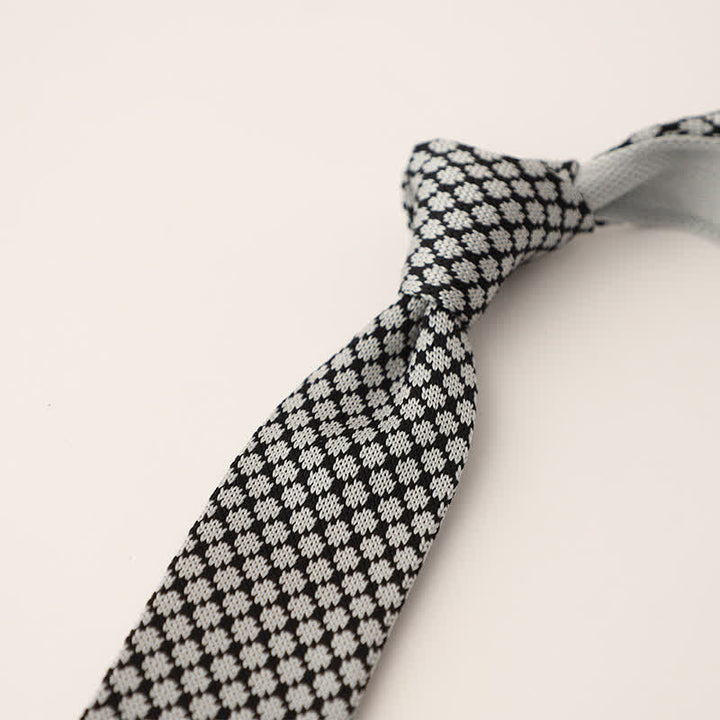 Men's Snowflake Polka Dots Pattern Knitted Necktie