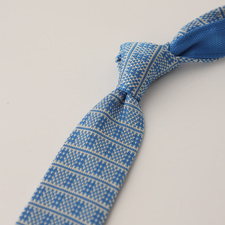 Men's Snowflake Polka Dots Pattern Knitted Necktie