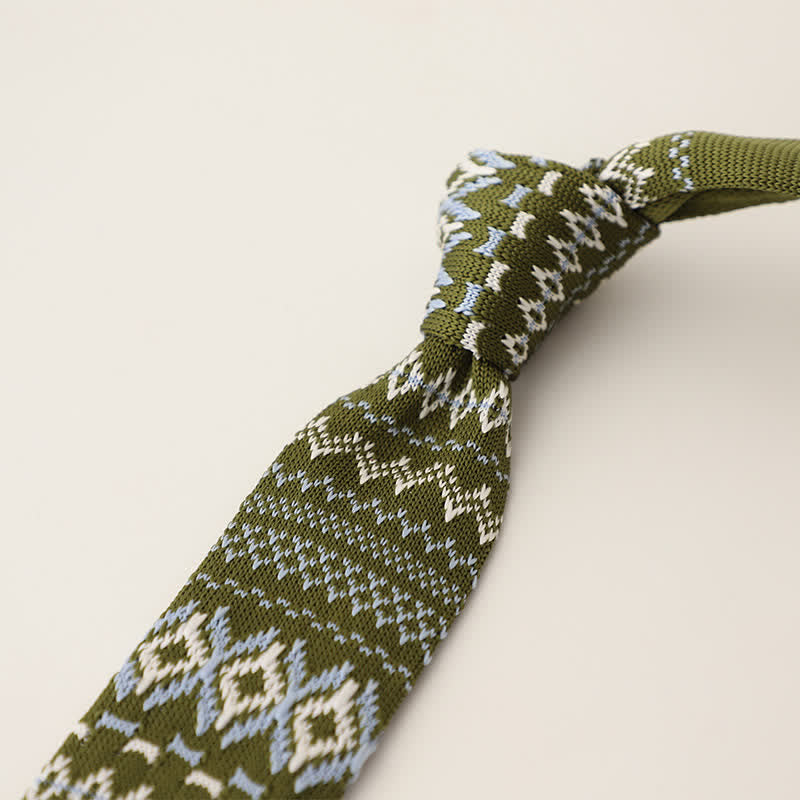 Men's Snowflake Polka Dots Pattern Knitted Necktie