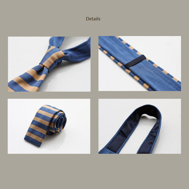 Men's Blue & Khaki Striped Knitted Necktie