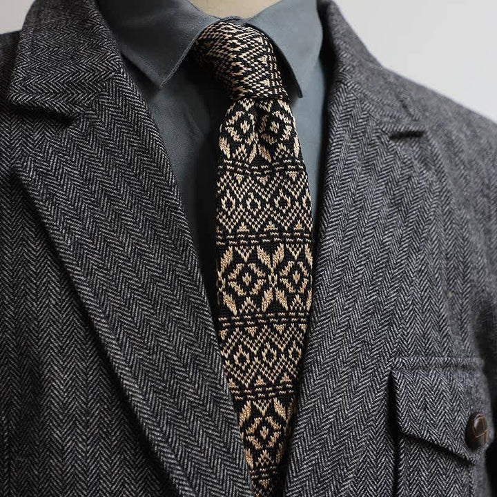 Men's Vintage British Style Pattern Knitted Necktie