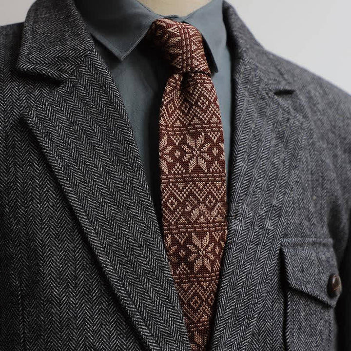 Men's Vintage British Style Pattern Knitted Necktie