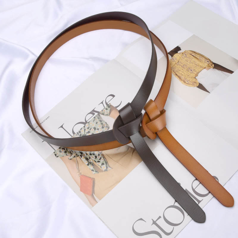 Classical Solid Color Knot Belt Decorative Leather Belt