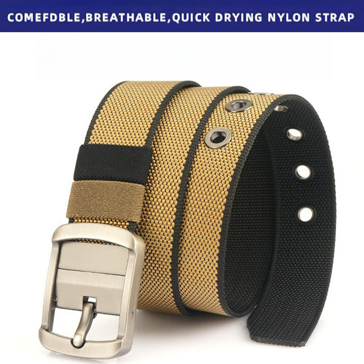 Men's Rotatable Buckle Belt Reversible Nylon Belt