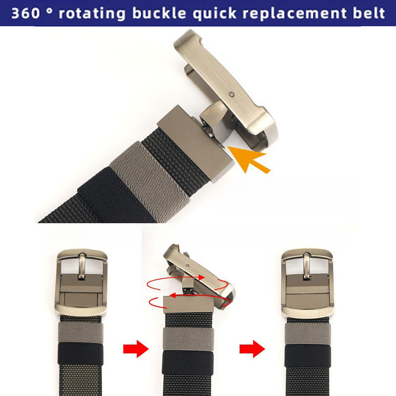 Men's Rotatable Alloy Buckle Belt Reversible Military Belt