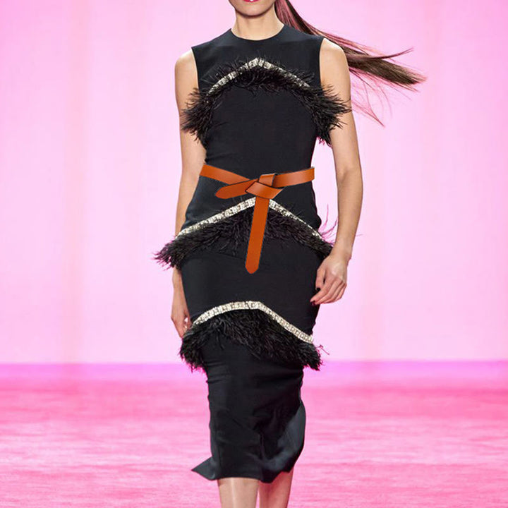 Black Brown Knot Belt Dress Leather Belt For Women - image 3