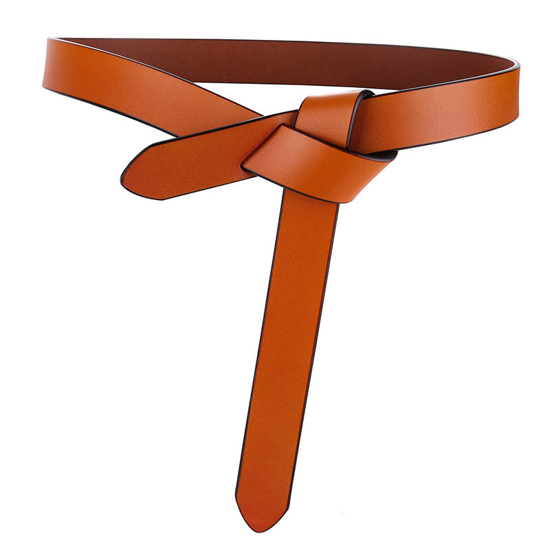 Black Brown Knot Belt Dress Leather Belt For Women - Brown - 47.24in / 120cm - image 7