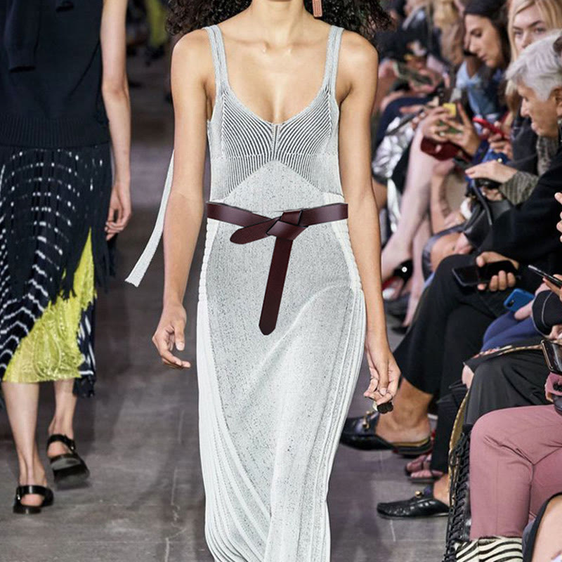 Black Brown Knot Belt Dress Leather Belt For Women - image 1