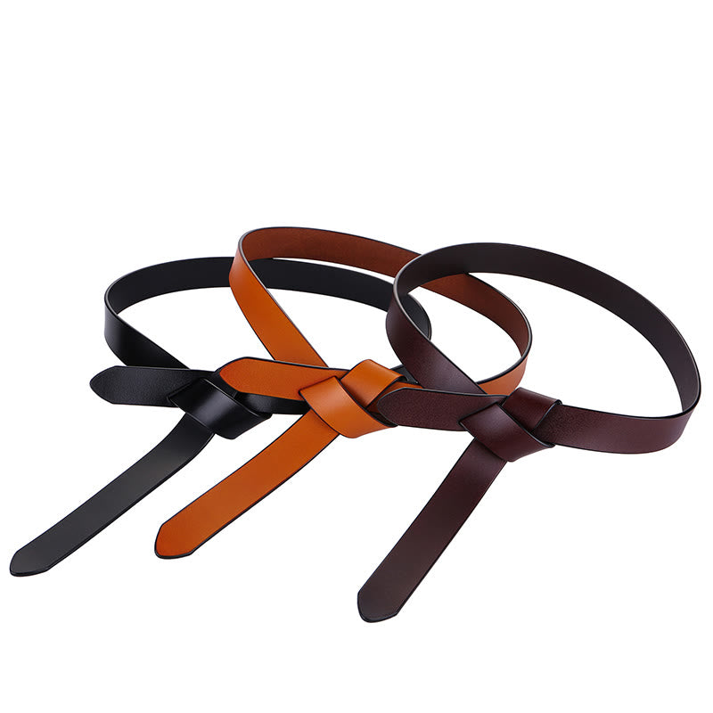 Black Brown Knot Belt Dress Leather Belt For Women - image 5