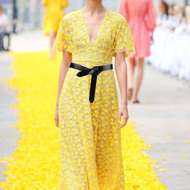 Black Brown Knot Belt Dress Leather Belt For Women - image 2