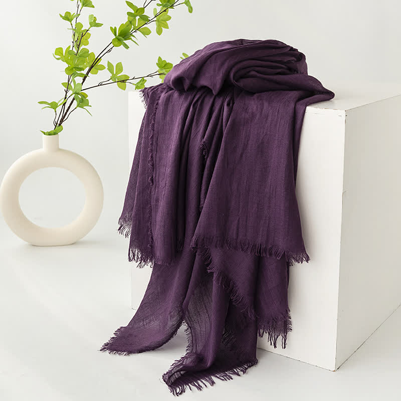 Solid Color Short Tassels Soft Thin Summer Scarf