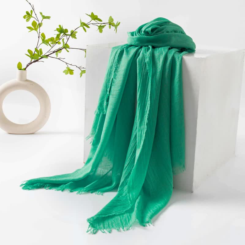 Solid Color Short Tassels Soft Thin Summer Scarf