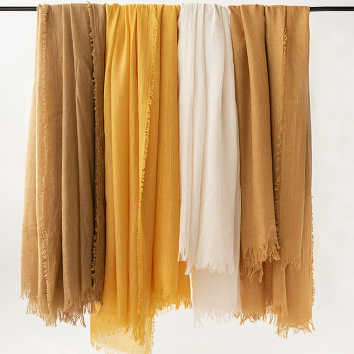 Solid Color Short Tassels Soft Thin Summer Scarf