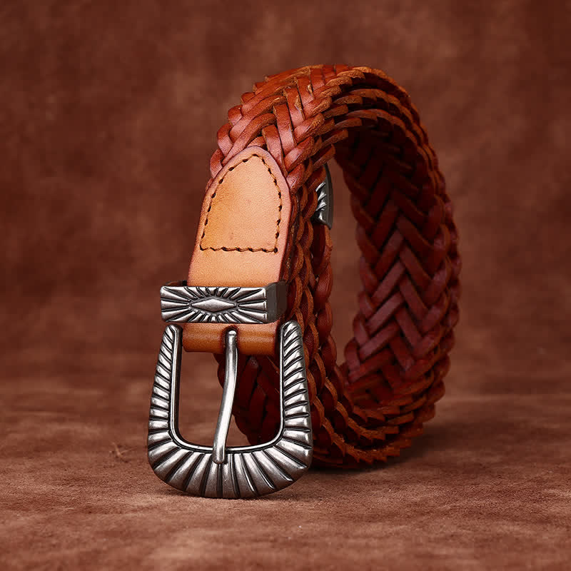 Everyday Casual Woven Cowhide Braided Leather Belt