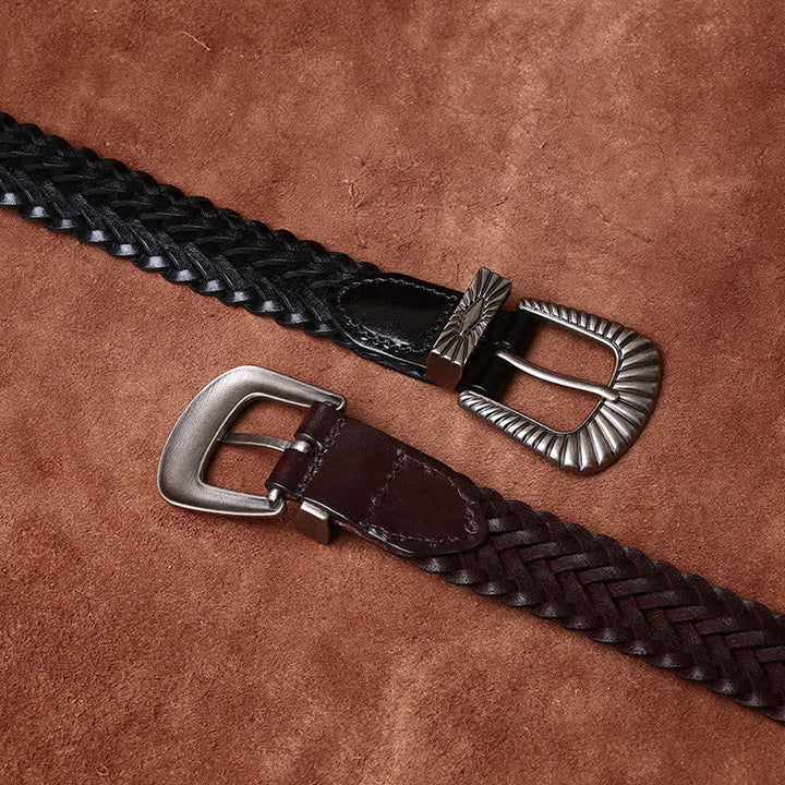 Everyday Casual Woven Cowhide Braided Leather Belt