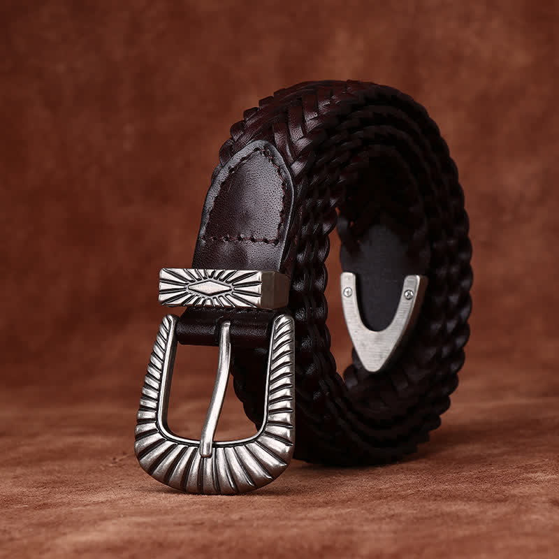 Everyday Casual Woven Cowhide Braided Leather Belt