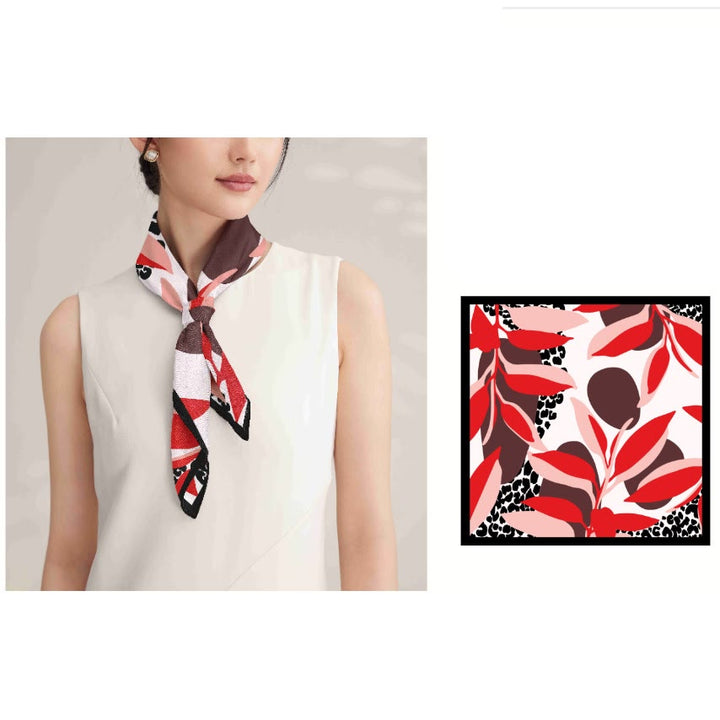 Women's Red Leafs Record Spring Silk Thin Scarf