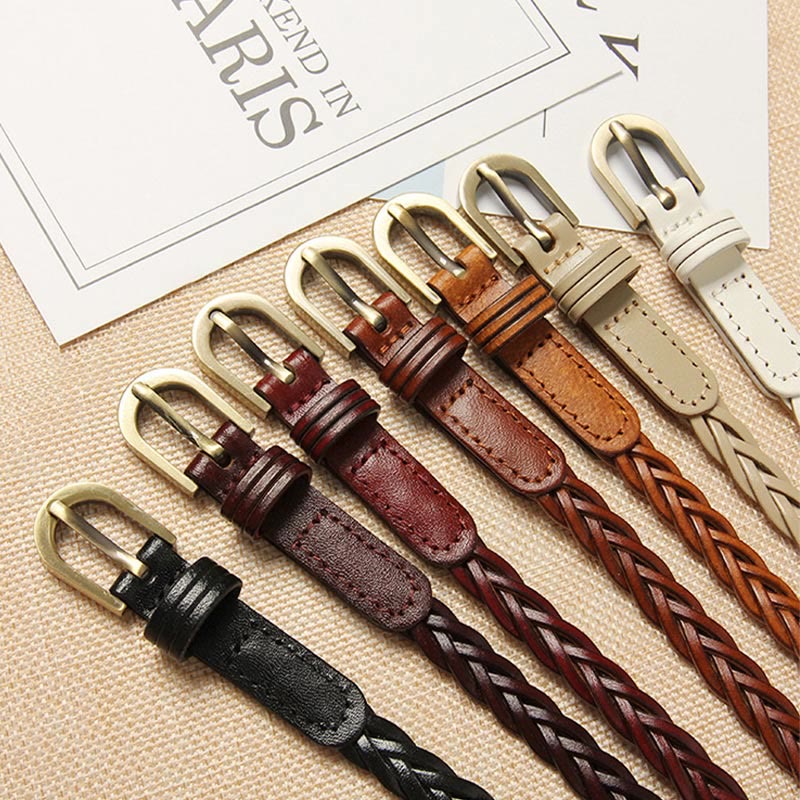 Genuine Leather Braided Belt Two Ways Use Belt