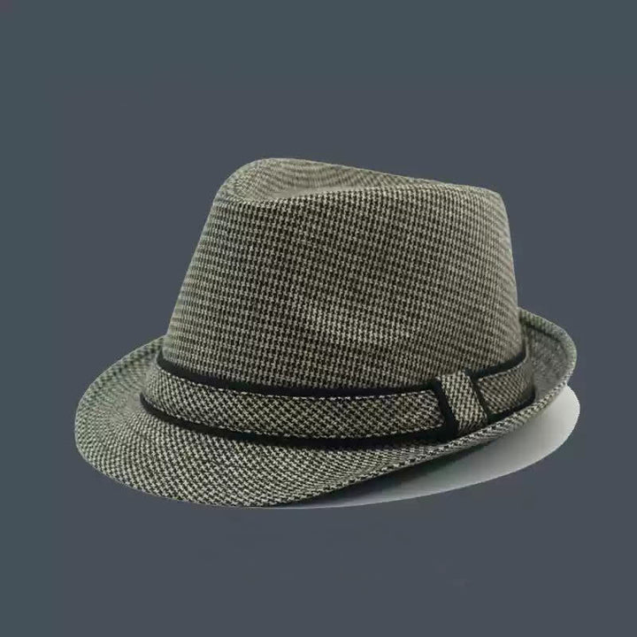 Men's British Plaid Houndstooth Pattern Summer Fedora Hat