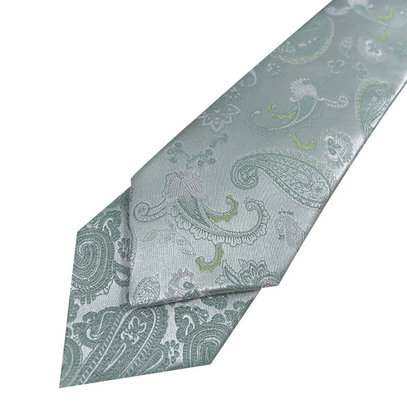 Men's Green Floral Jacquard Polyester Necktie