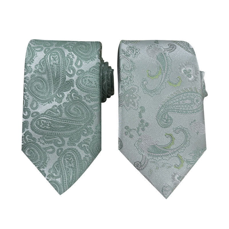 Men's Green Floral Jacquard Polyester Necktie