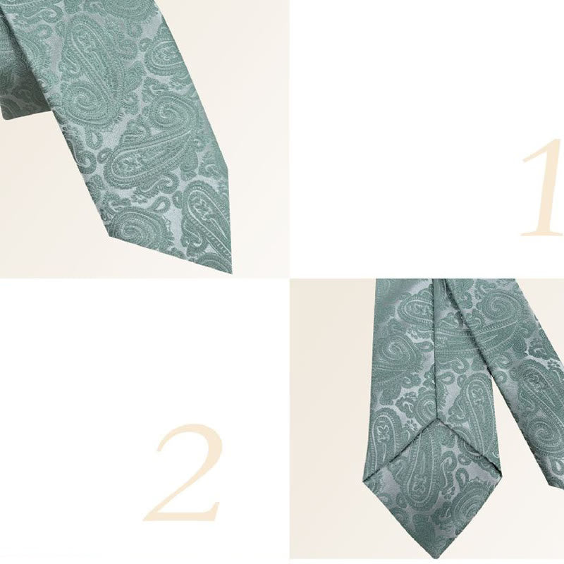 Men's Green Floral Jacquard Polyester Necktie