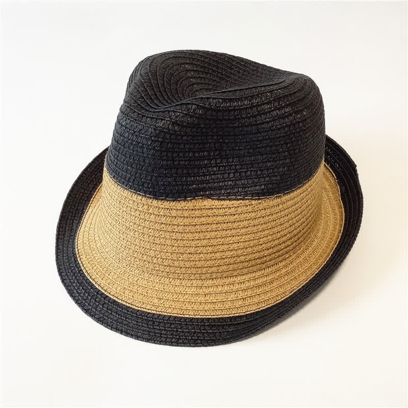 Funny Summer Color Matching Straw Fedora Hat