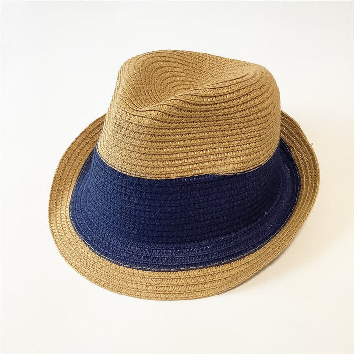 Funny Summer Color Matching Straw Fedora Hat