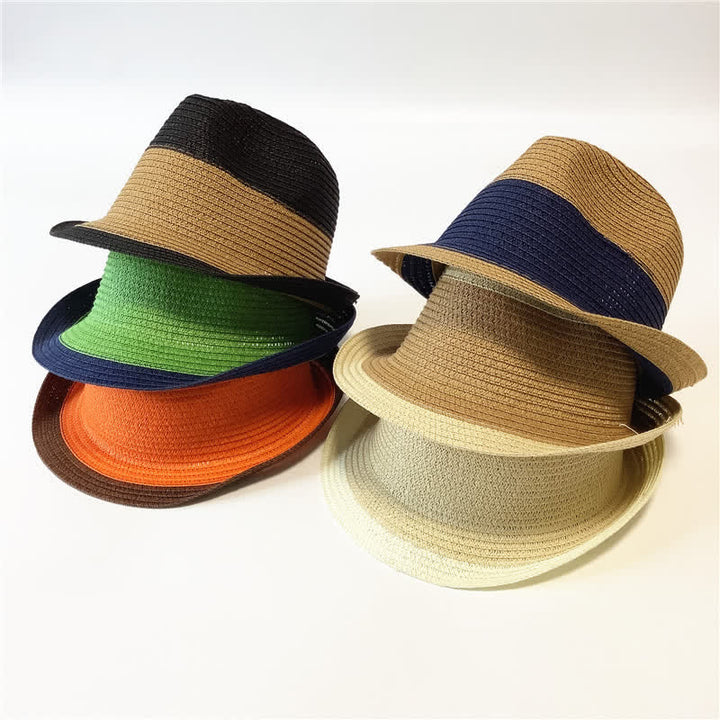 Funny Summer Color Matching Straw Fedora Hat