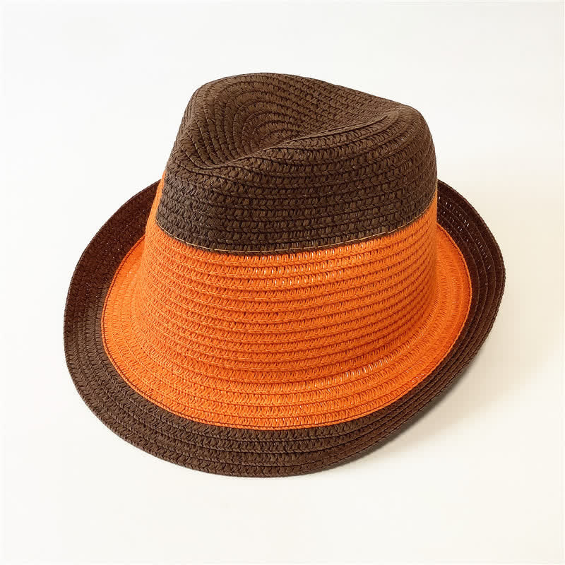 Funny Summer Color Matching Straw Fedora Hat