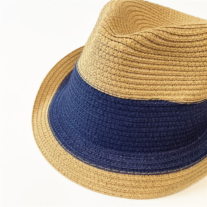 Funny Summer Color Matching Straw Fedora Hat