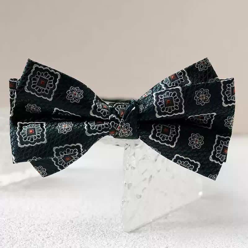 Men's Vintage Printed Double Layered Handkerchief Bow Tie