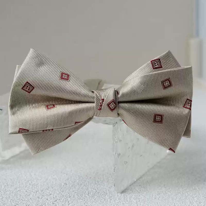 Men's Vintage Printed Double Layered Handkerchief Bow Tie