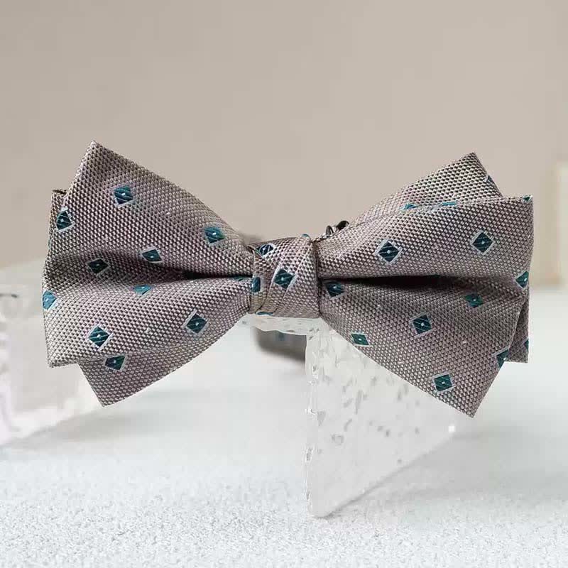 Men's Vintage Printed Double Layered Handkerchief Bow Tie